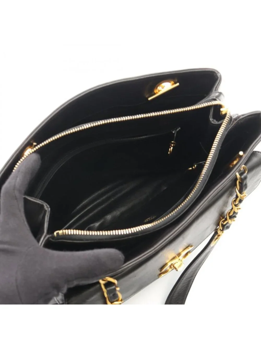 Chanel Tote CC Logo Black Lambskin Shoulder